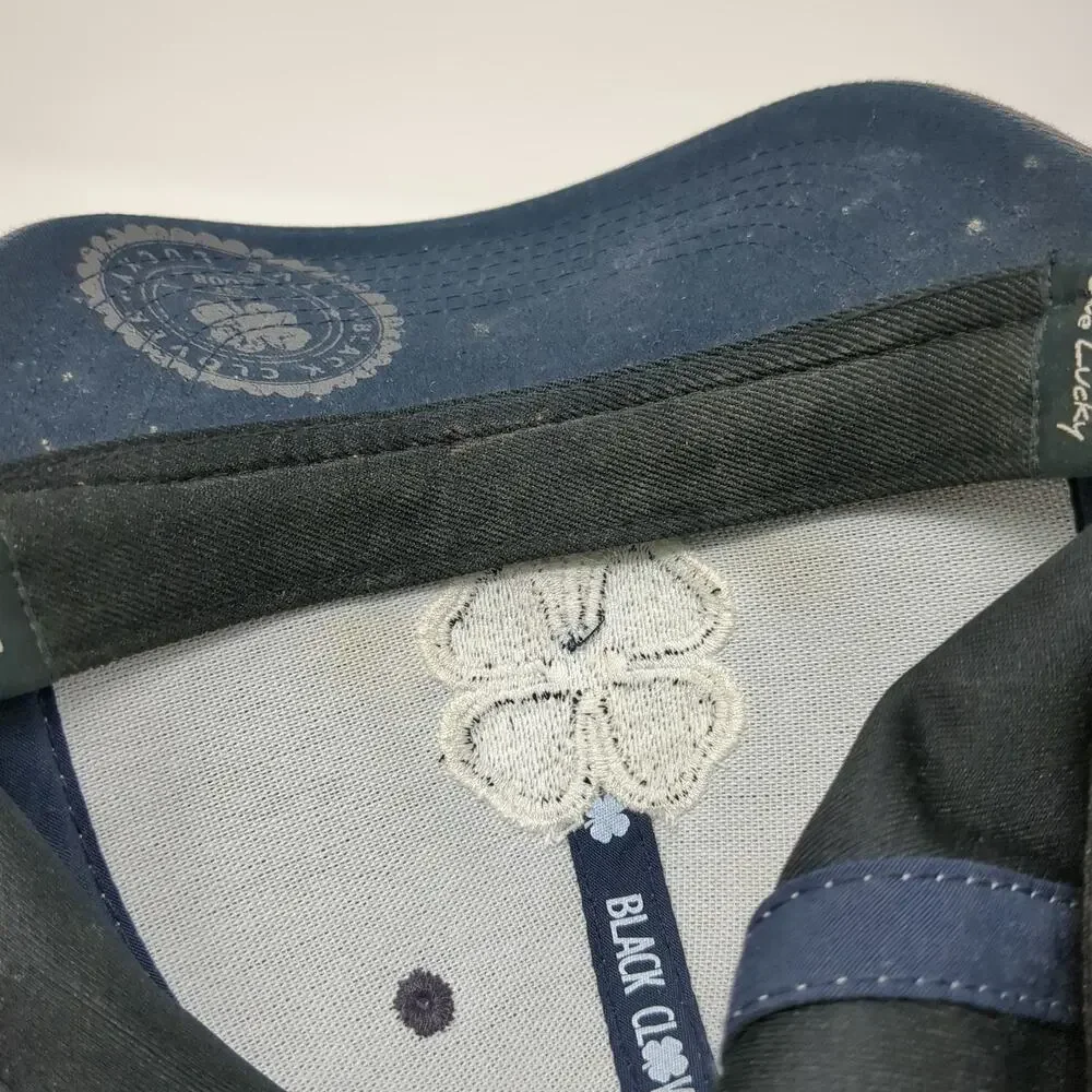 Black Clover Baseball Cap Blue M Live Lucky Clover Logo Fitted Stretch Hat